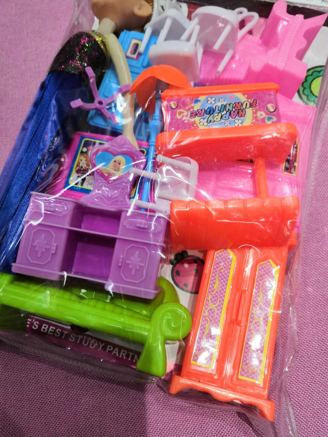 芭比娃娃化妆桌椅套装过家家玩具厂家批发7760-2