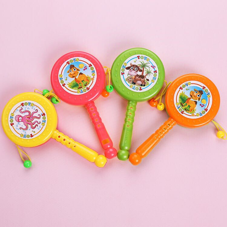 儿童卡通拨浪鼓彩色塑料手摇鼓婴儿摇摇鼓