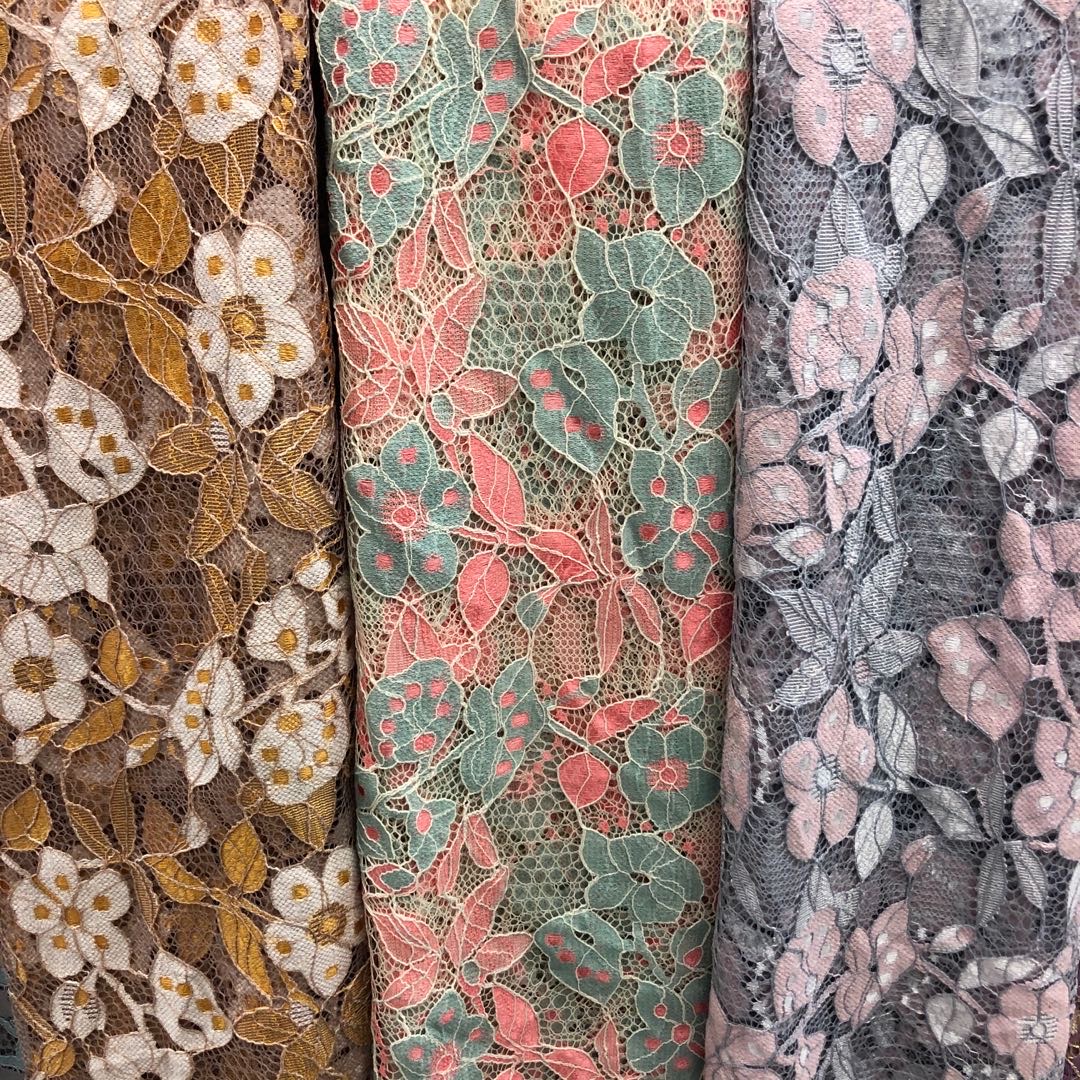 Tela de encaje floral tela multifloral tipo artículo no. 9080 venta directa de fábrica nueva temporada disponible al por mayor disponible al por menor Specification image