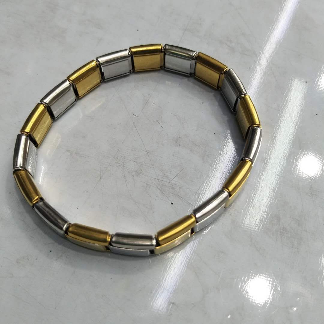 几何型金色银色拼色时尚男女手镯饰品