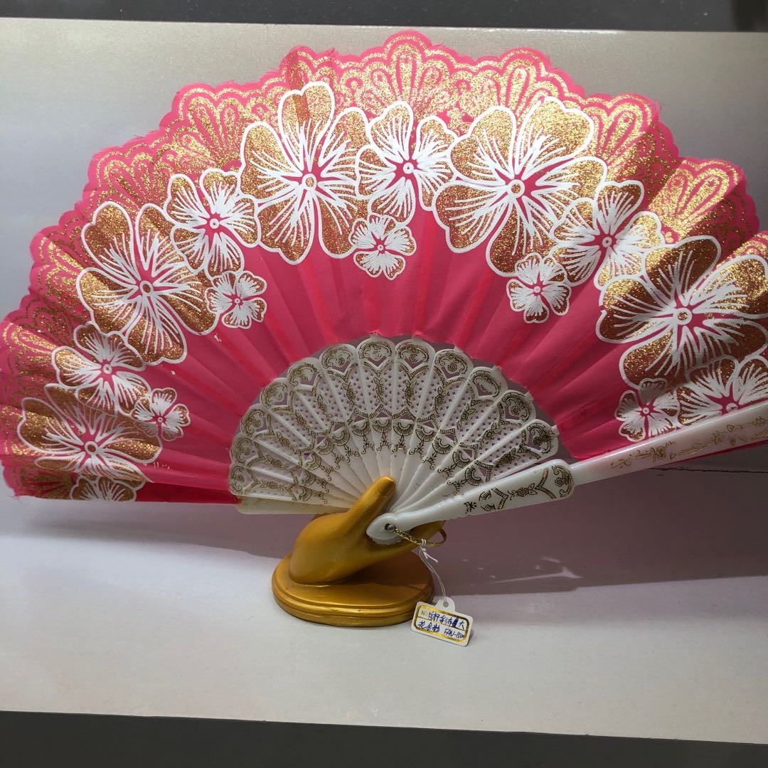 White stem colorful flower cloth fan dance fan craft fan gift props