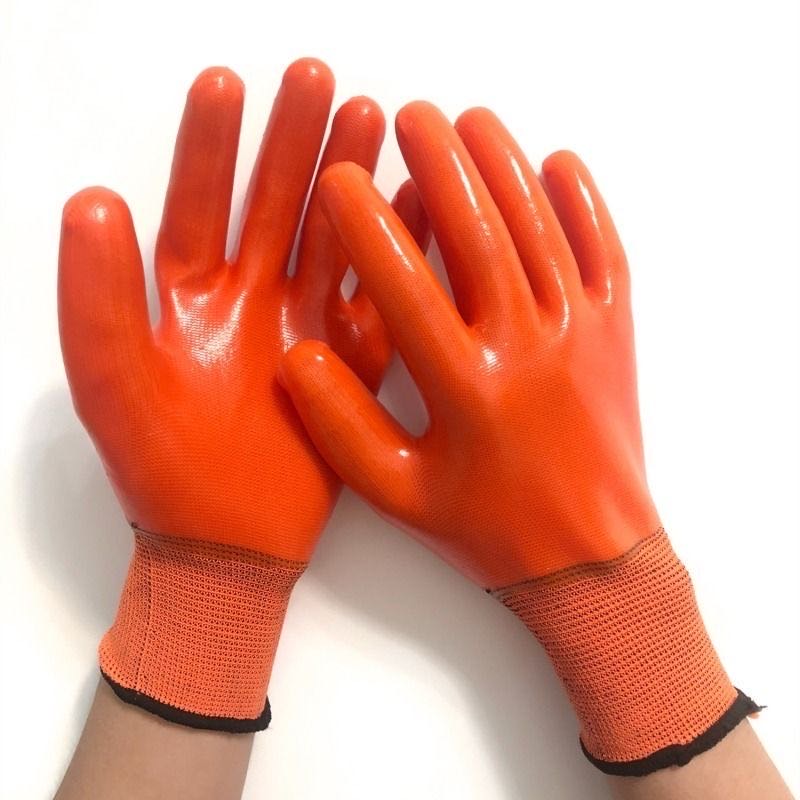 浸胶劳保手套耐磨防水防油工作防护胶皮手套