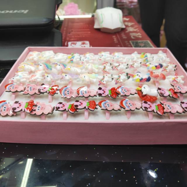 Unicorn Ring Female Princess Diamond Crystal Cute Little Girl Jewelry Toy Ring Jewelry Gift Set Specification drawing