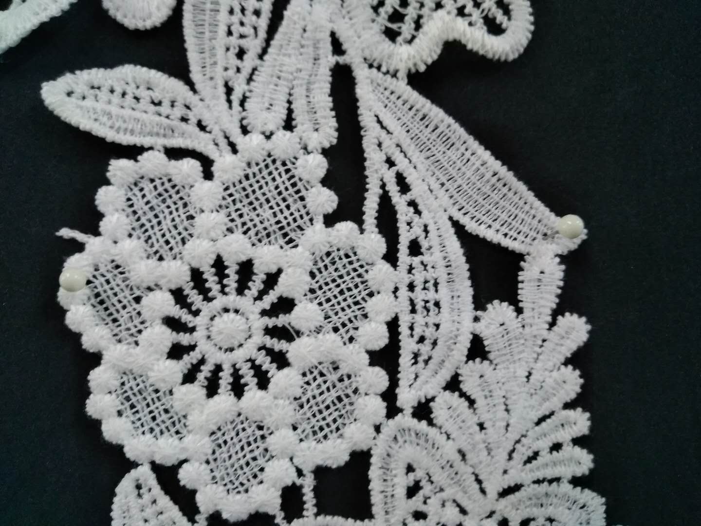 Hollowed-out water-soluble lace trim fabric, wide dress hem decoration, lace edge embroidery details Picture