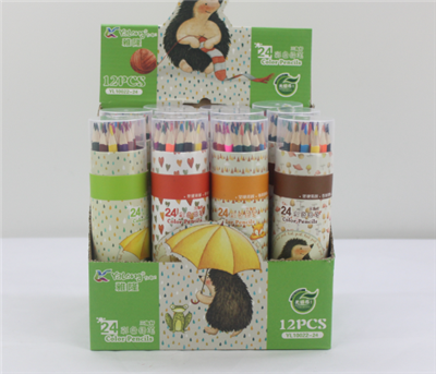 Children's drawing pen bucket, 24-color colored lead, smooth writing, medium lead core