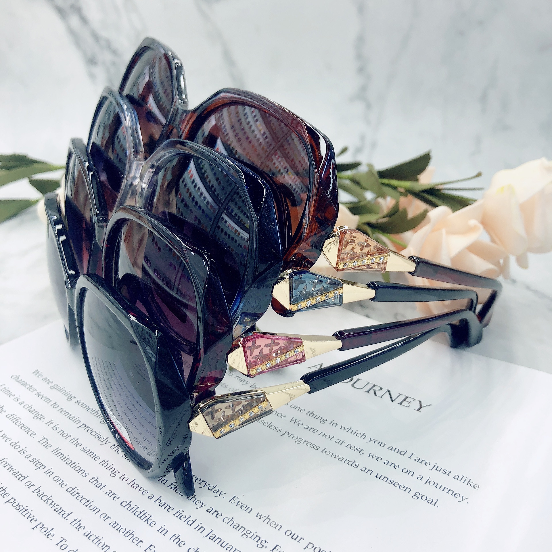 新品时尚大框方框复古太阳镜偏光镜大脸显瘦韩版潮人高档女款墨镜产品图