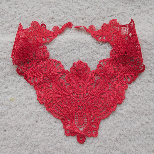精致红色水溶镂空衣领手工diy衣服毛衣服装装饰布艺辅料