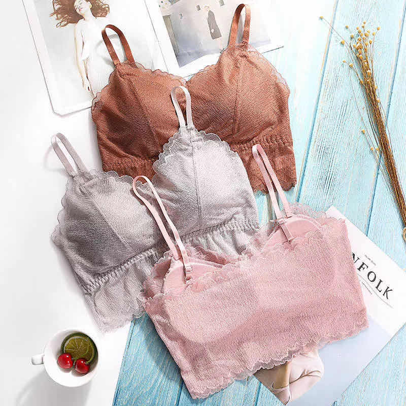 Fairy Gauze Top Lace Edge Sexy Women's Vest Sponge Cushion Summer Explosion details Picture