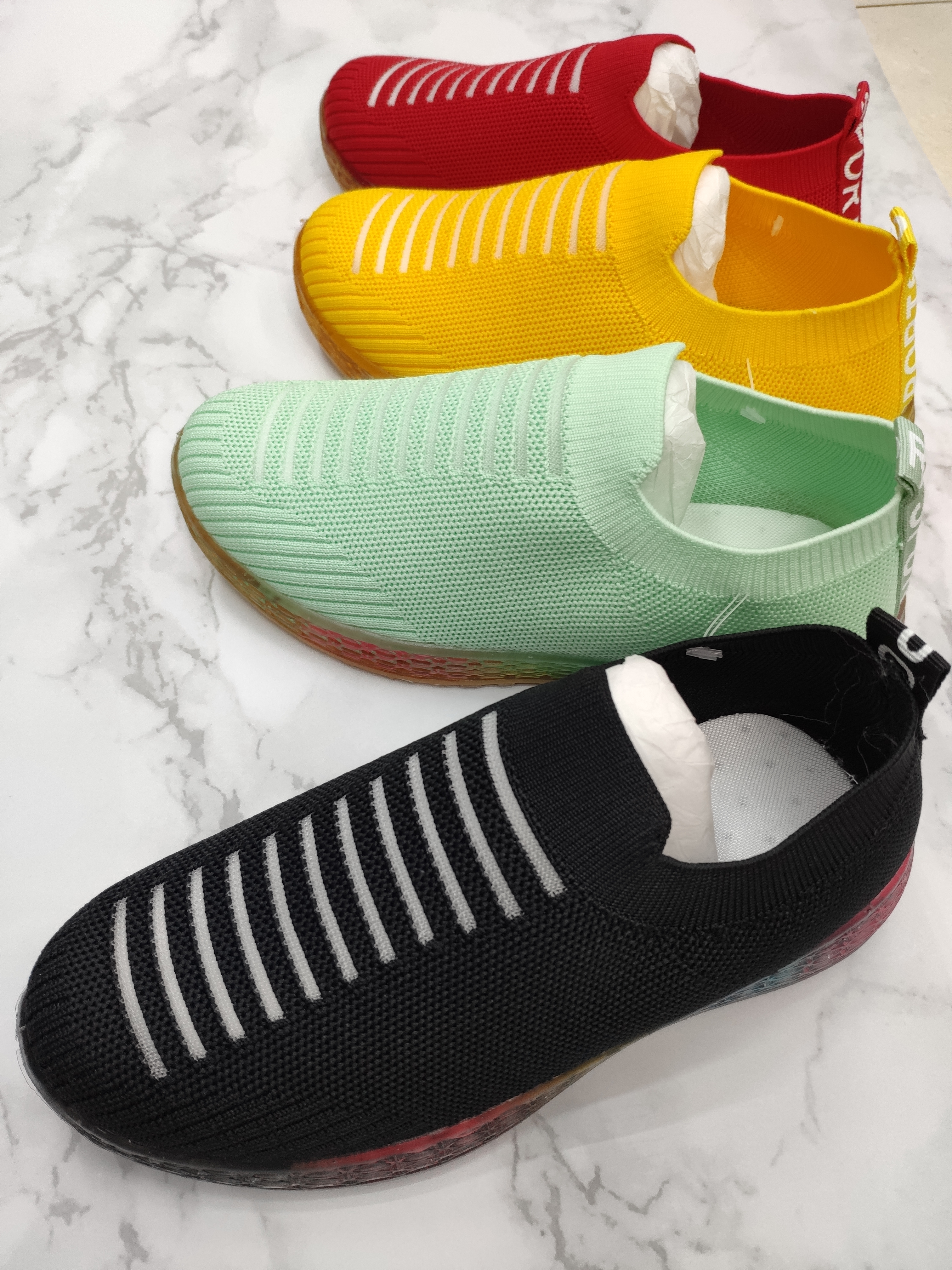 Foreign Trade Wholesale Children's Shoes Woven Stripes Light Breathable Slip-On Color Sole Men's And Women's Shoes