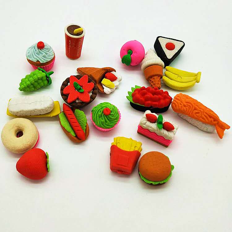 3D children's learning supplies erasers with simulated food shapes details Picture