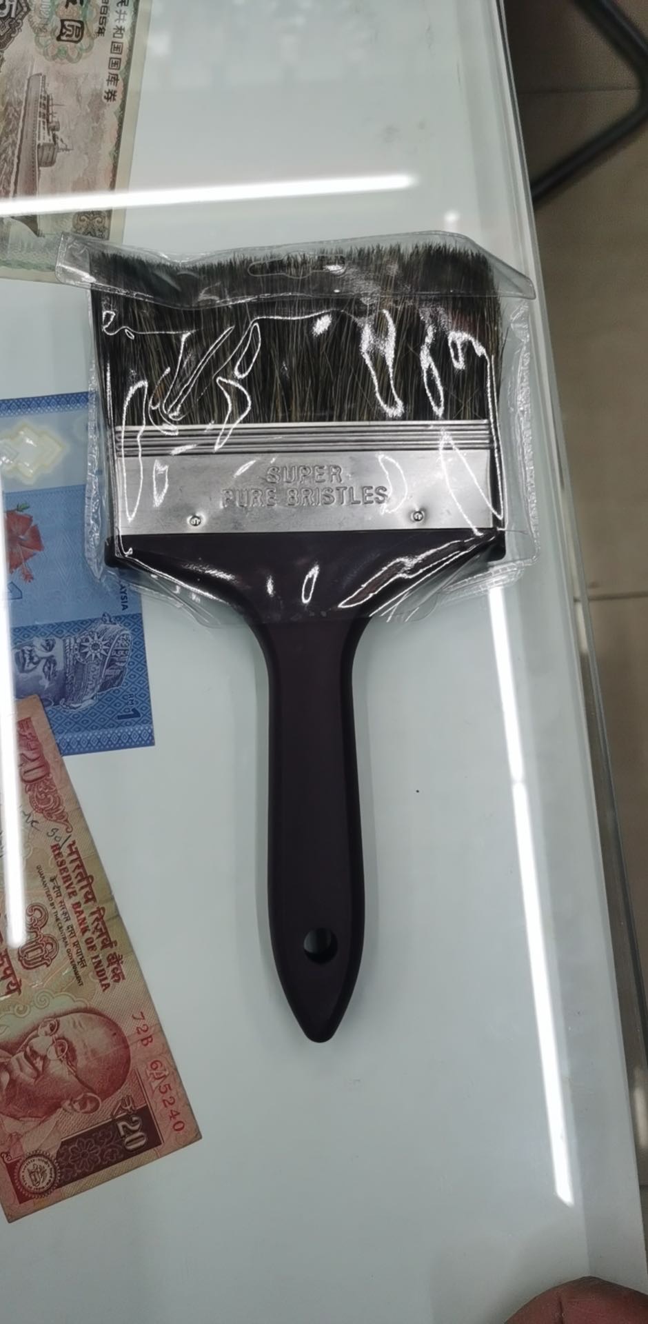 塑柄油漆刷猪毛刷刷子短柄刷毛刷1寸细节图