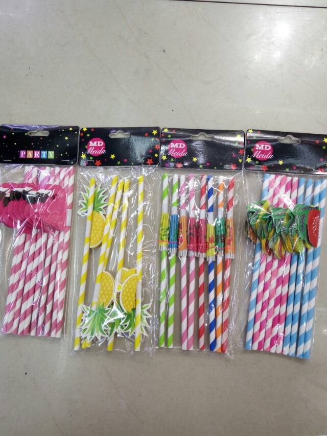 Multicolored cartoon Korean straws Specification image