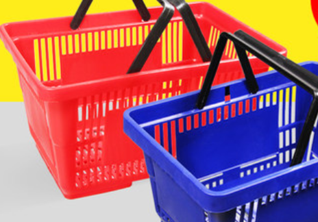 超市购物篮购物筐手提篮塑料菜篮子家用大号零食购物蓝产品图