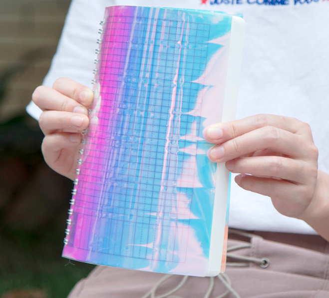 炫彩镭射透明线圈本工作笔记记事本手帐本80张细节图