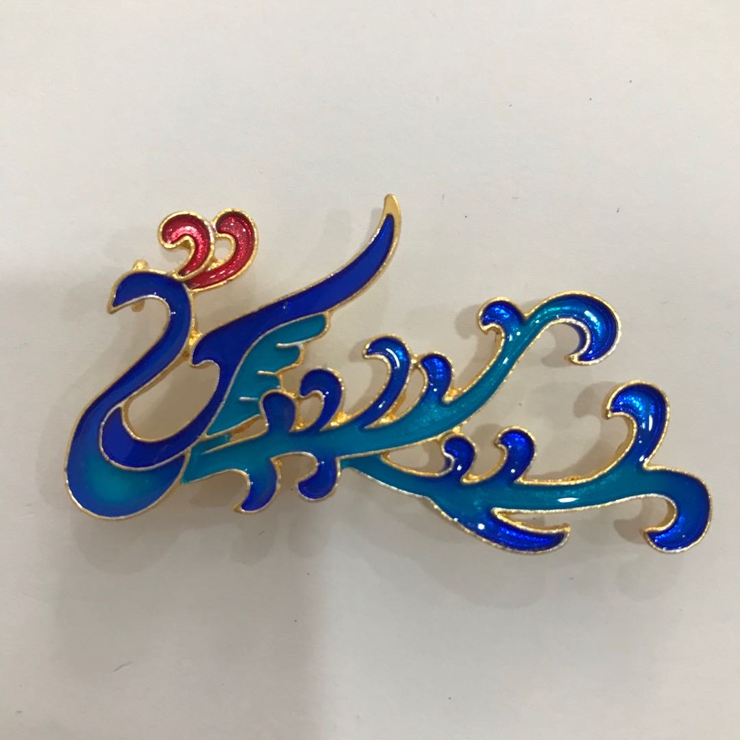 Zinc alloy gilt oil drip imitation Cloisonne blue phoenix peacock burning blue accessory diy handcrafted hair hairpin step shaking material