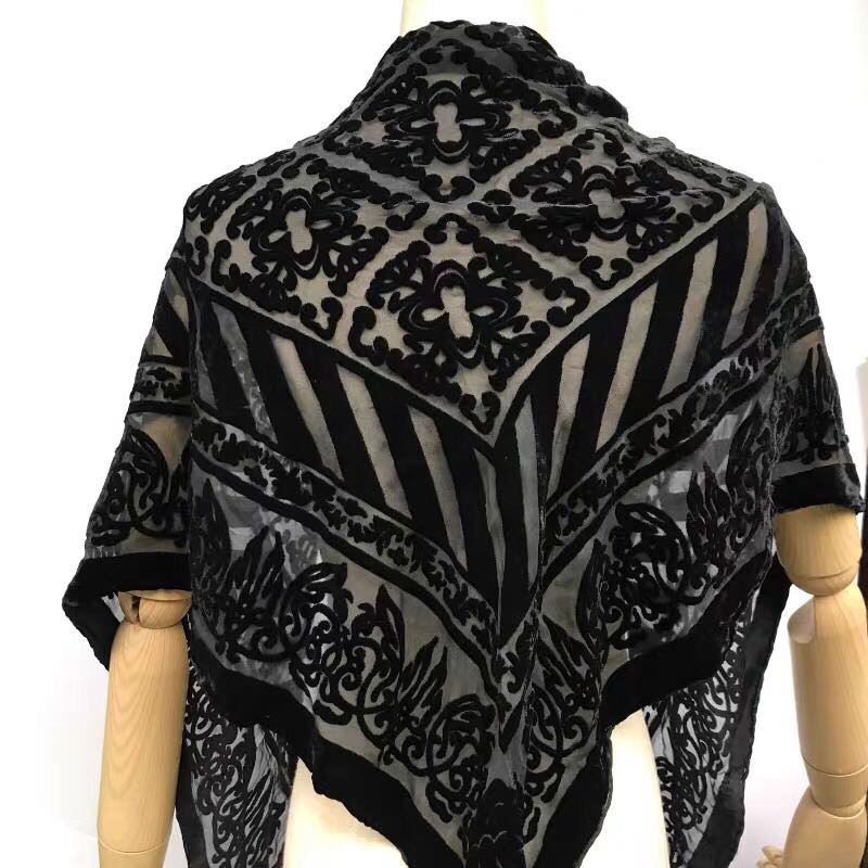 Ladies All With Elegant Velvet Multi-Colored Triangular Scarf Scarf details Picture