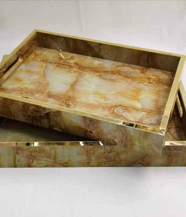 Factory direct sales of marble-patterned tea tray ornaments in multiple colors to choose from