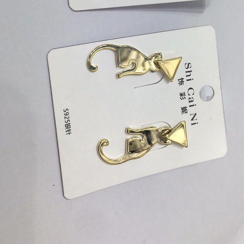 韩版简约款小清新可爱猫咪耳环耳饰可爱甜美高雅耳饰