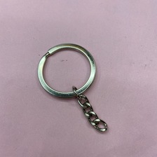 银色铁质钥匙圈带链钥匙扣配件挂锁配件外贸出口