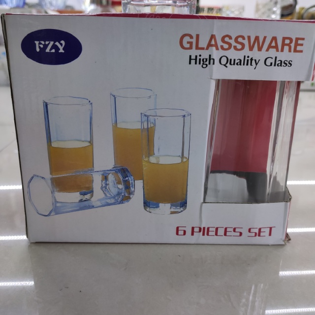 八角玻璃水杯，价格是一套（6个）的价格。