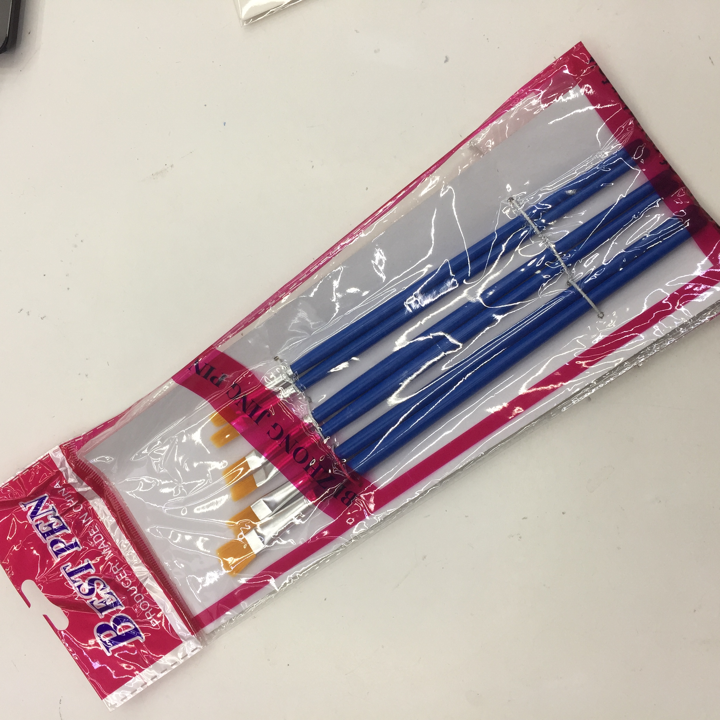 6支平头尼龙毛红杆水粉笔水彩笔丙烯画笔水彩画笔