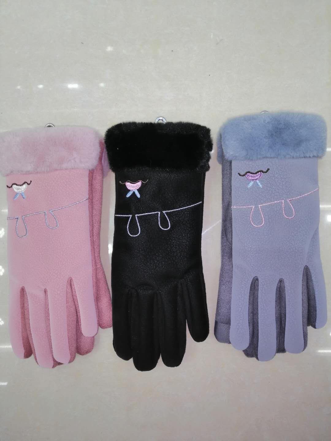 Gloves Women's Winter Touch Screen Saver Warm Up With Thick Suede Student Cute Everything Ride And Drive Five Finger Gloves Specification drawing
