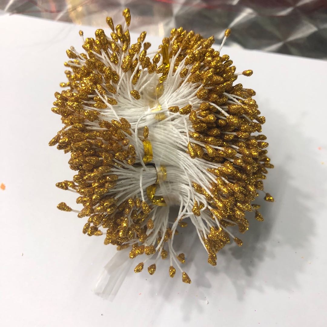 金色仿真双头珠光花芯石膏花芯花朵手工仿真花配件颜色多种可选