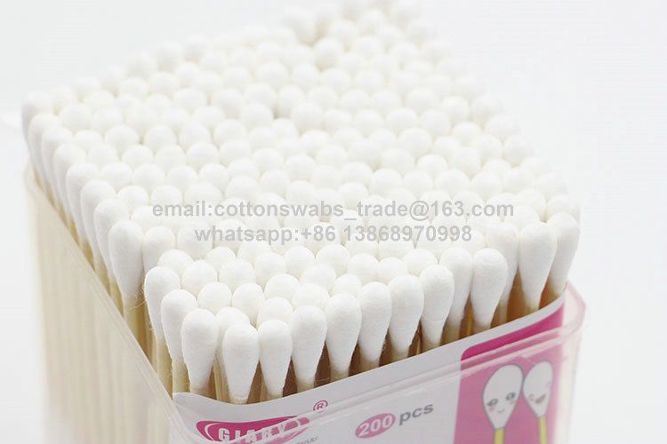 Disposable Wooden Pole Square Box Cotton Swab 200 Installation Factory Direct Sales Of Xinhuilai Cotton Swab Factory details Picture