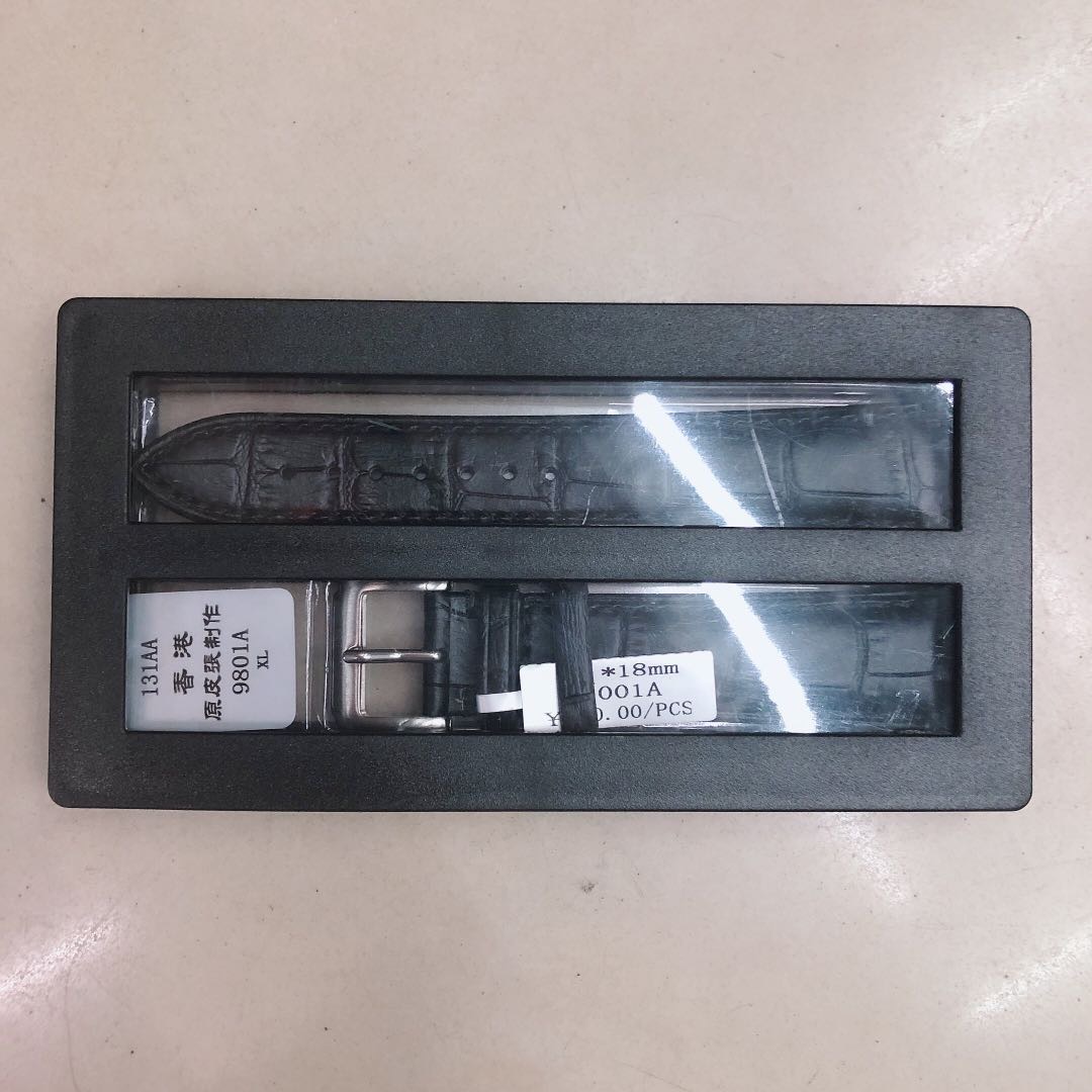 PU皮表带男女蝴蝶扣配件超薄柔软皮质手表链代用细节图