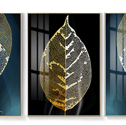 Crystal porcelain paintings, entrance hall decorative paintings, living room wall paintings, dining room high-end leaf murals, dining room diamond-encrusted hanging paintings, table paintings