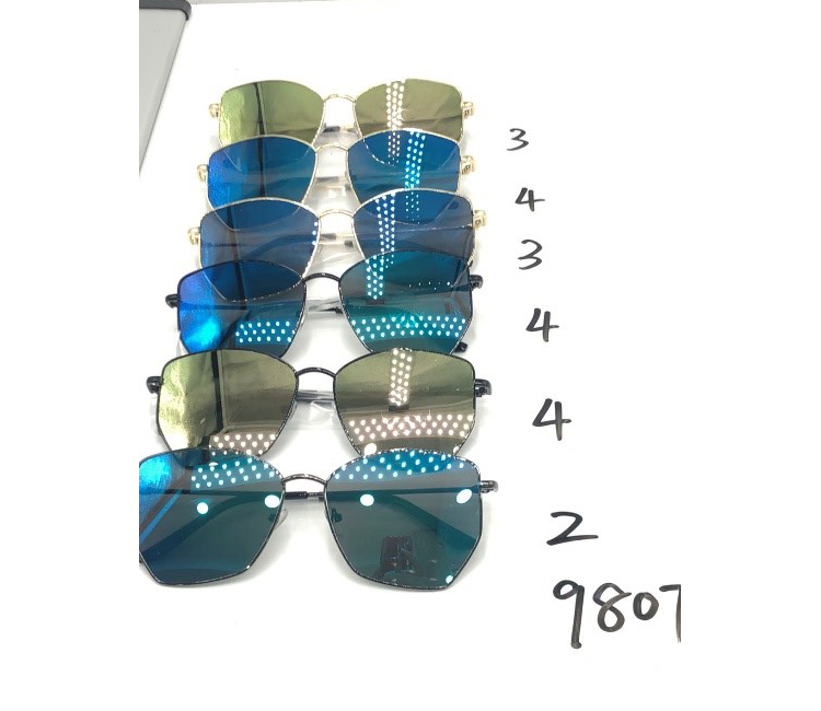 Fashionable large-framed sunglasses, square-framed sunglasses, polarized glasses, Korean version, trendy Internet celebrity, high-end metal women's style, 9807 details Picture