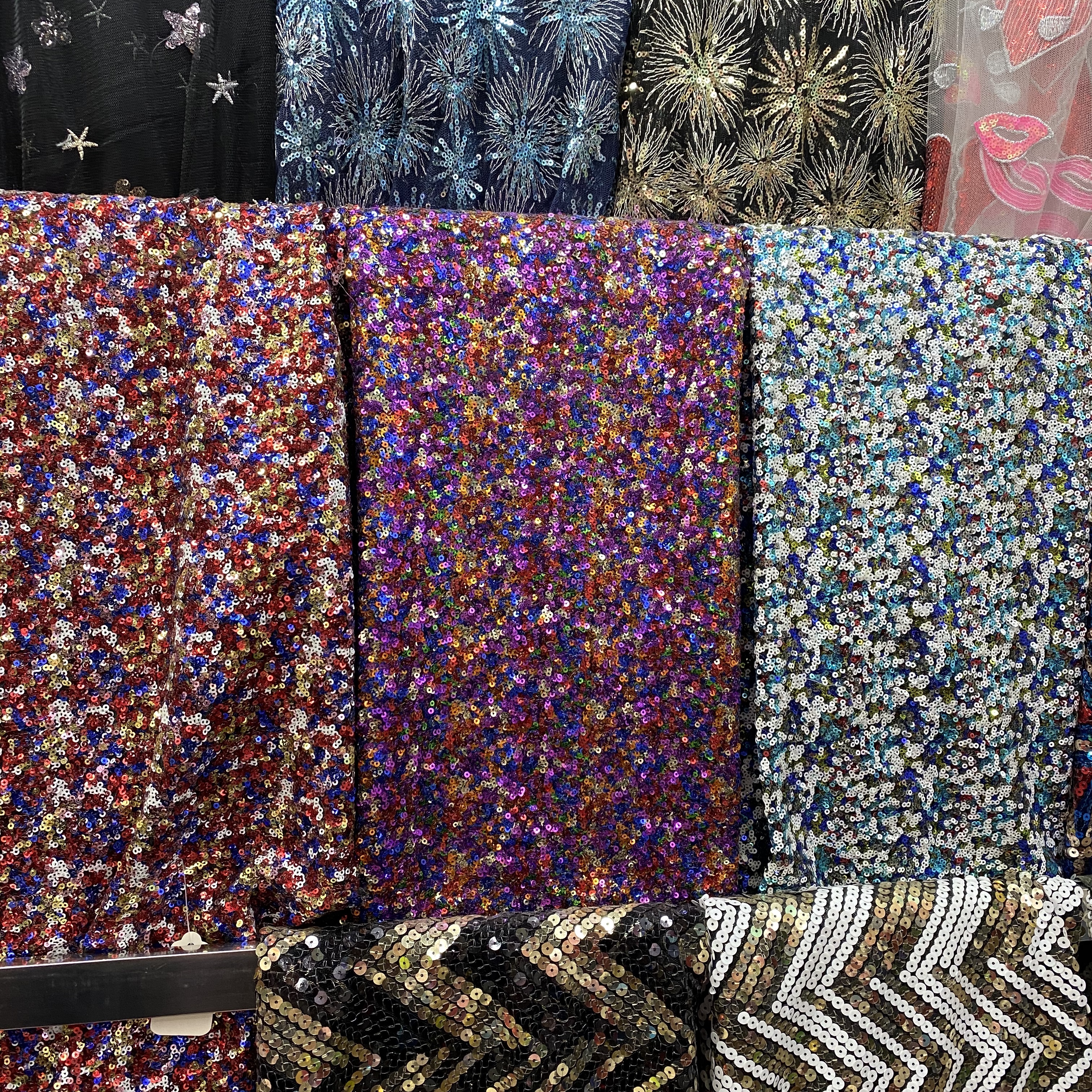 现货批发 舞台幕布婚庆背景 表演舞蹈服装面料/6MM大珠片亮片布