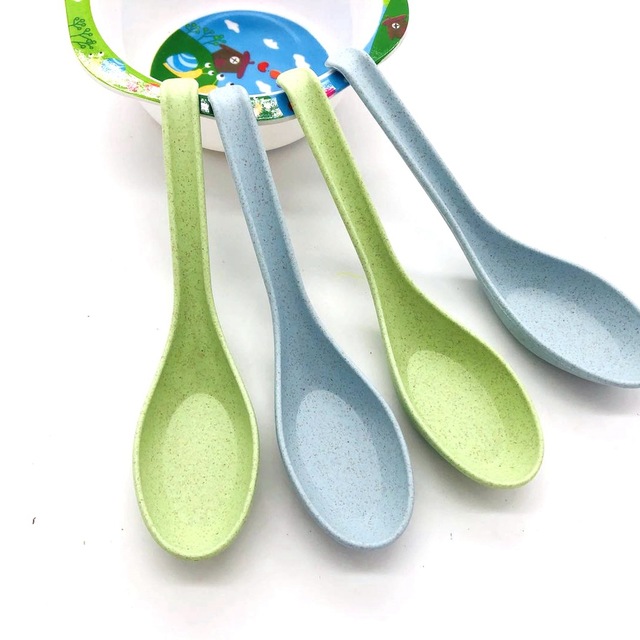 小麦秸秆勺厨房餐具批发创意塑料勺子儿童饭勺汤勺厂家直销