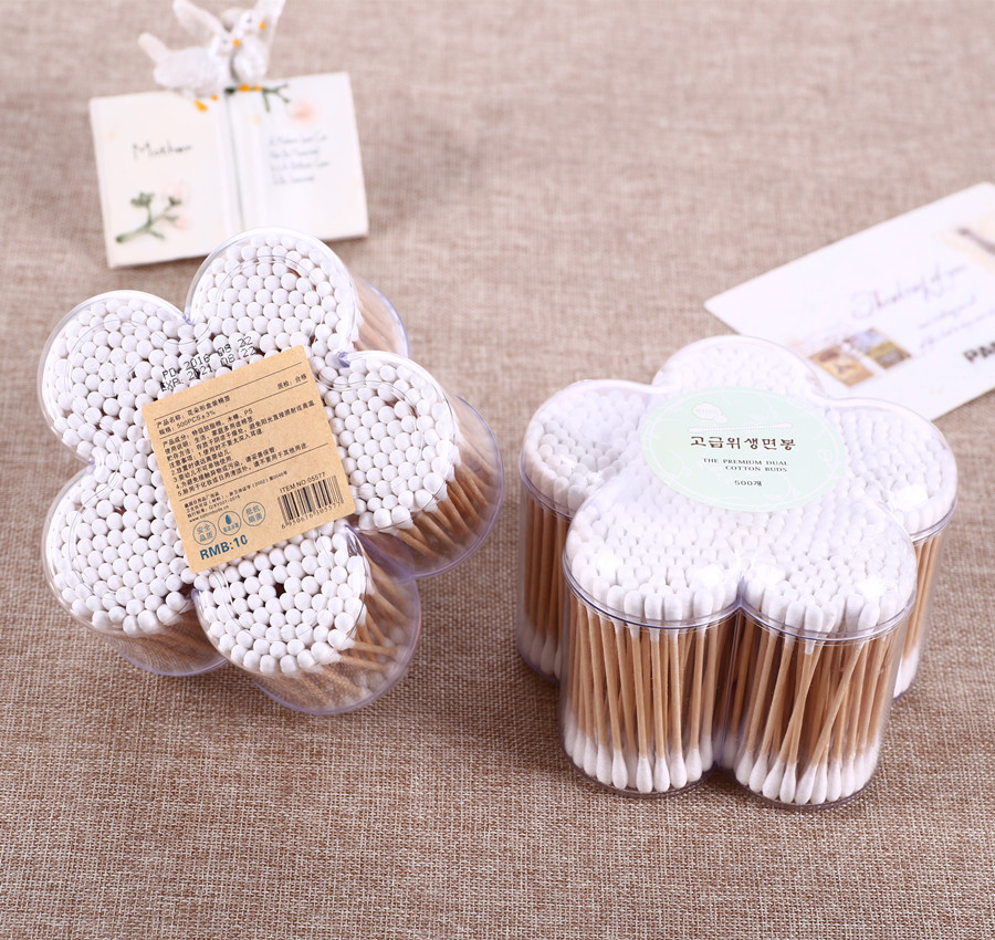 厂家直销500支花朵形盒装10元店货源日用清洁棉签产品图