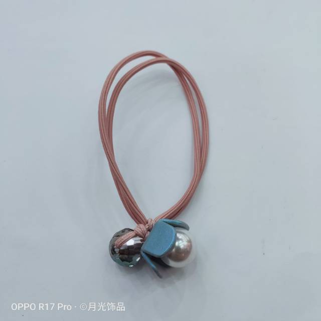 Korean style trendy crystal white pearl flower tie hair band Specification image