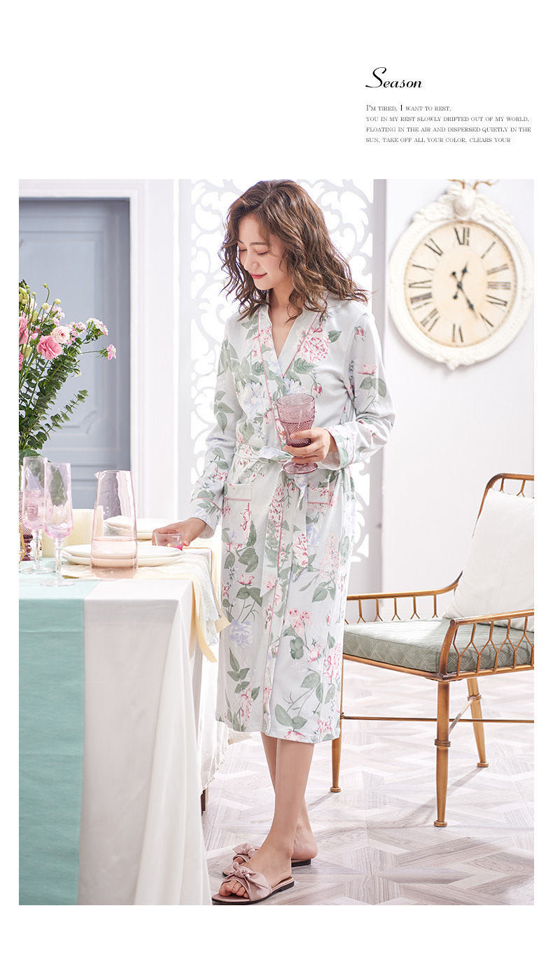 100%纯棉睡衣女秋冬季长袖家居服