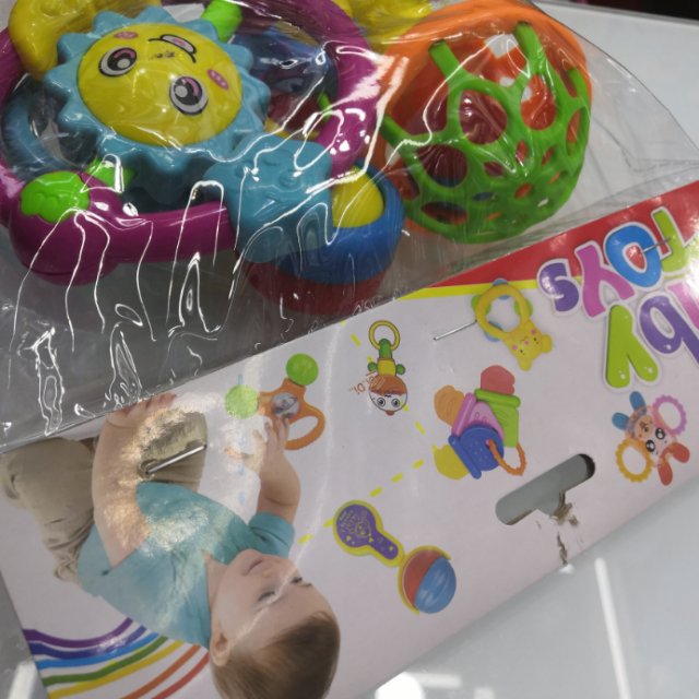 塑料新生婴儿玩具初生益智早教训练宝宝抓握三四个月手抓太阳花婴儿摇铃益智玩具套装细节图