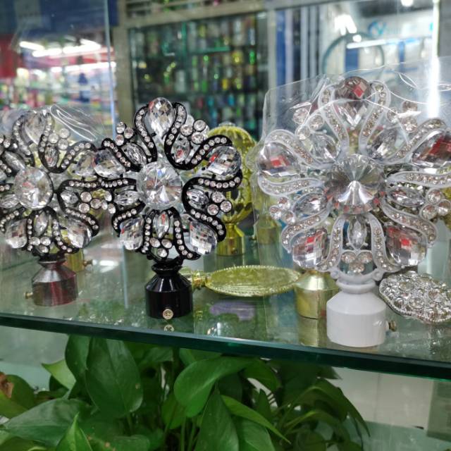 窗帘杆铁艺窗帘杆头罗马杆封口帽窗帘杆铁艺杆装饰头金属镶钻小堵头