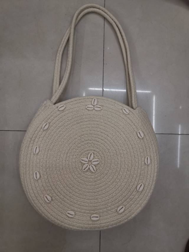 Conch Small Fresh Cotton Thread Hand-Woven Bag New Large Capacity Single Shoulder Portable Seaside Holiday Beach Bag