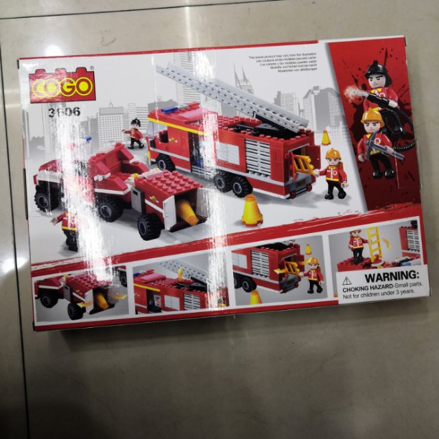 Educational children's granular building blocks plastic toys fire ambulance
