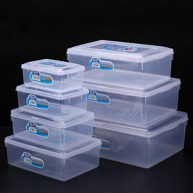 Factory Direct Pp Fresh-Keeping Box Transparent Rectangular Storage Box With Cover Lunch Box Plastic Food Packaging Frozen Box