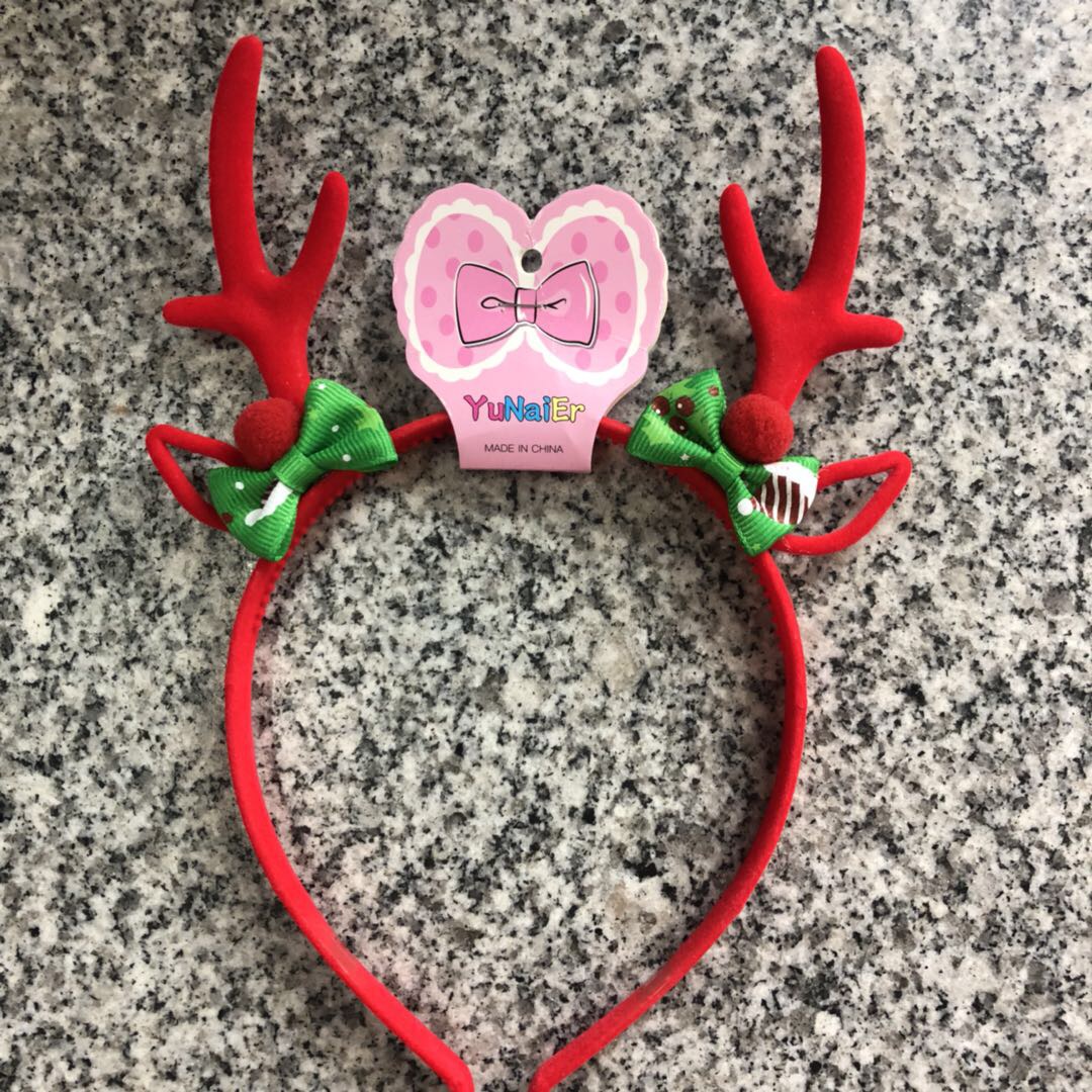 Christmas Bow Long Antler Headband
