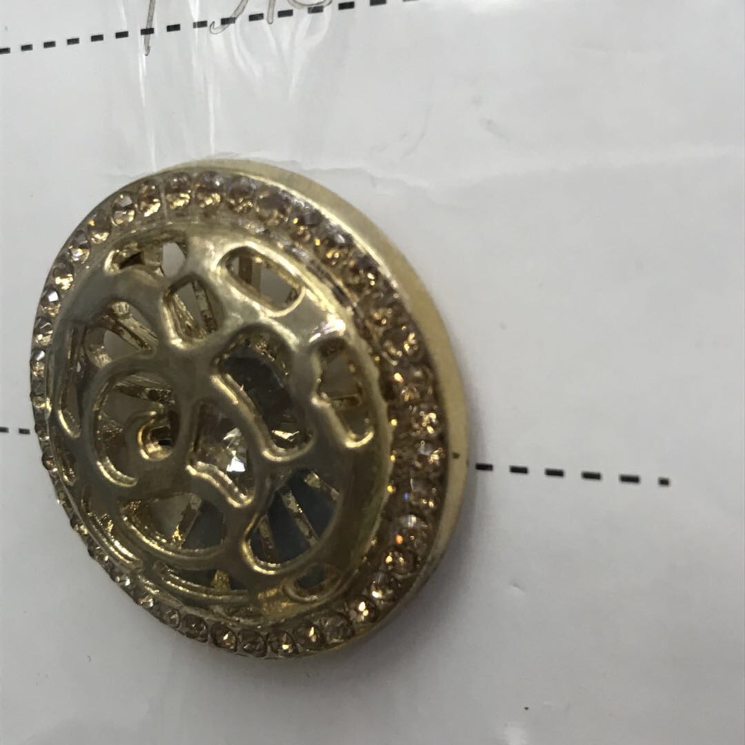 Round Gold Alloy Cutout Button With Drill Decorative Buckle Specification drawing