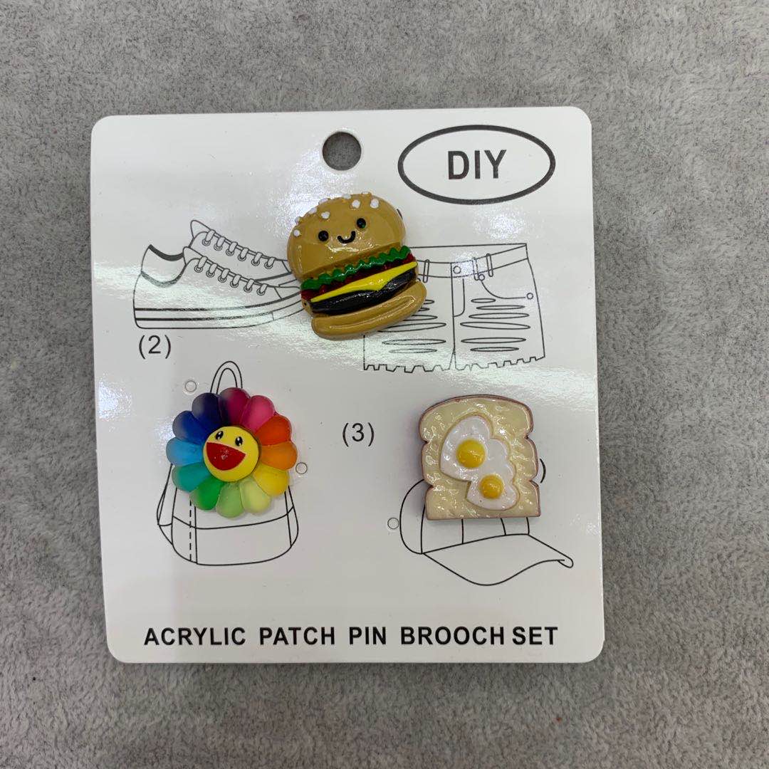 Burger Hairpin Cute Kids Little Girl Bright Acrylic Head Buckle