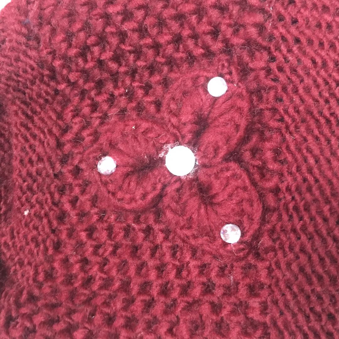 花朵纯色加绒加厚保暖帽针织帽老人帽产品图