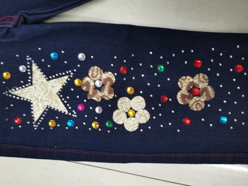 Pentagrama azul con taladro jeans niños pantalones de algodón details Picture