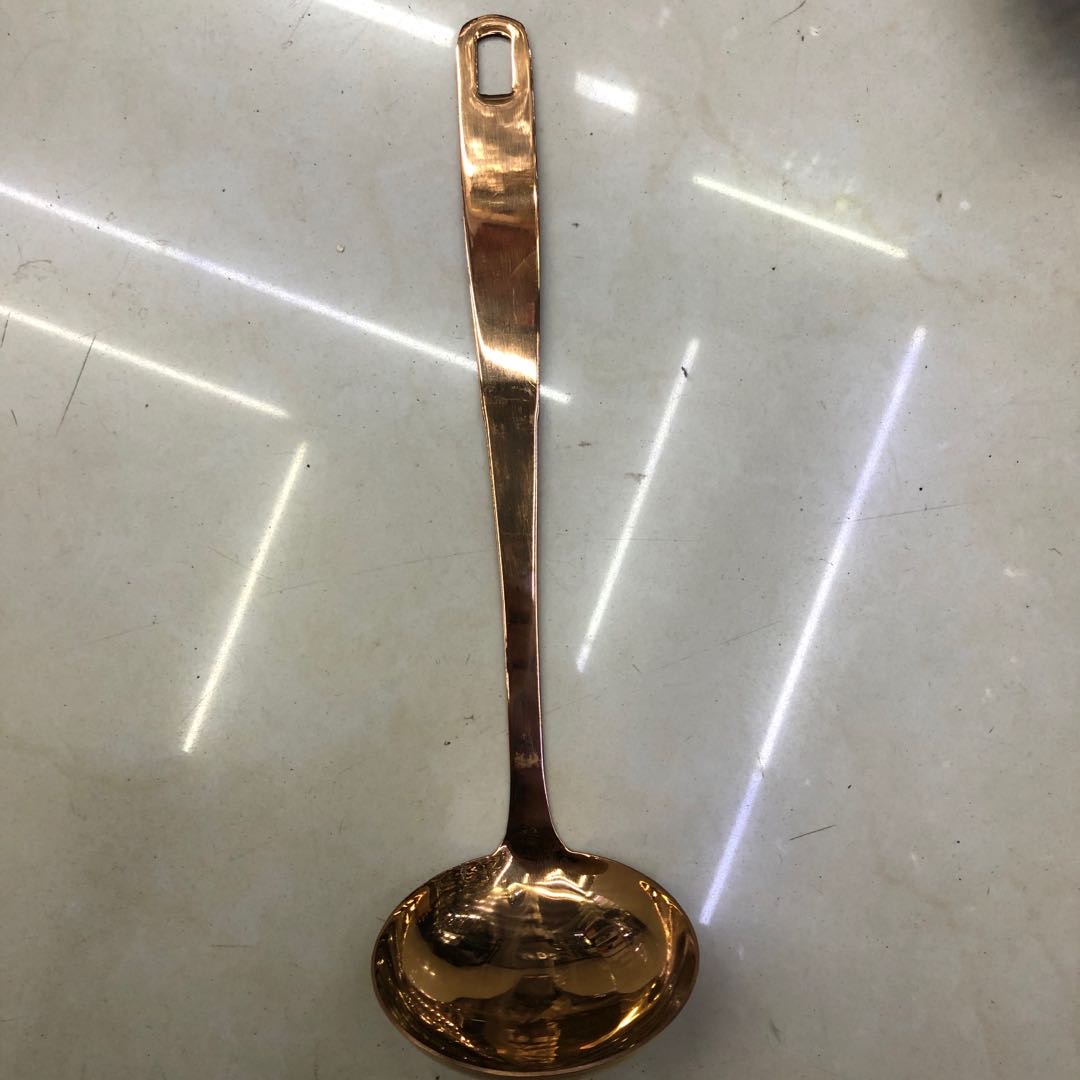 火锅汤勺漏勺不锈钢商用长柄金色汤勺架子套装厨房餐厅家用盛汤勺