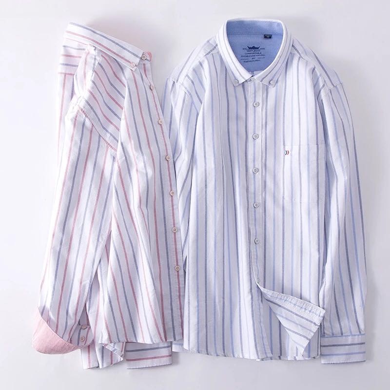 Spring new style pure cotton Oxford fabric shirt for men, long-sleeved business casual shirt, all-cotton no-iron trendy checked shirt Specification image