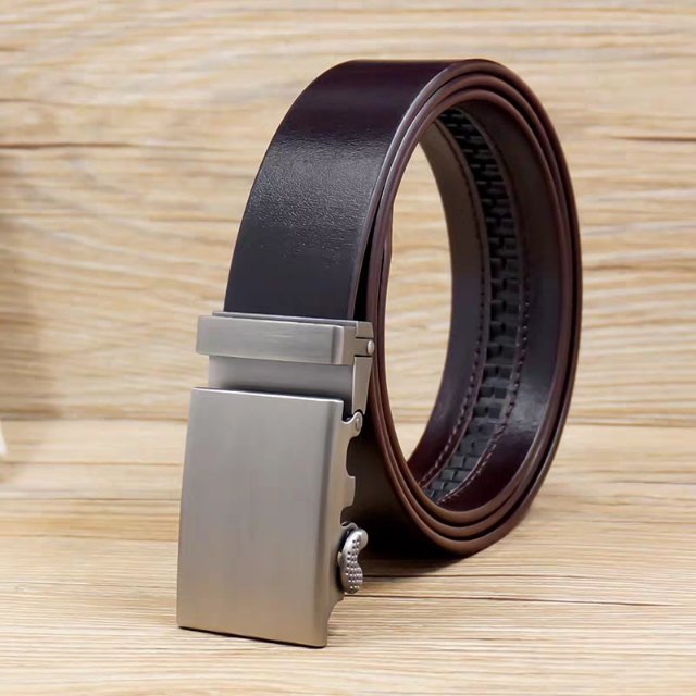 整张头层牛皮男士纯皮带青年自动扣腰带商务裤带真皮中年休闲正装