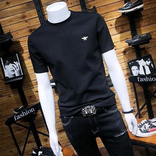 男装新款潮牌刺绣t恤男纯棉夏季男士短袖韩版宽松衣服学生透气体恤产品图
